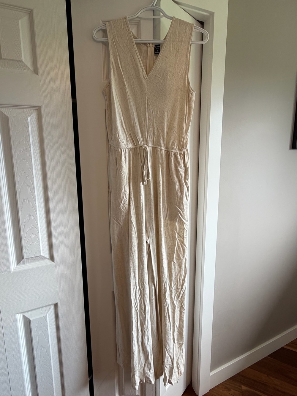 SHEIN Sleeveless V-Neck Jumpsuit in Cream